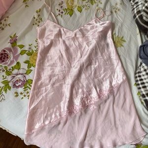 Vintage pink floral embroidered slip dress